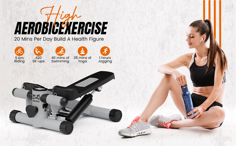 Steppers for Exercise at Home, Double Hydraulic Cylinder, 3D Particle Non-Slip Design, Silent Shock Pad, Twist Stepper with Resistance Bands, LCD Display, Mini Stepper with 330LBS Weight Capacity