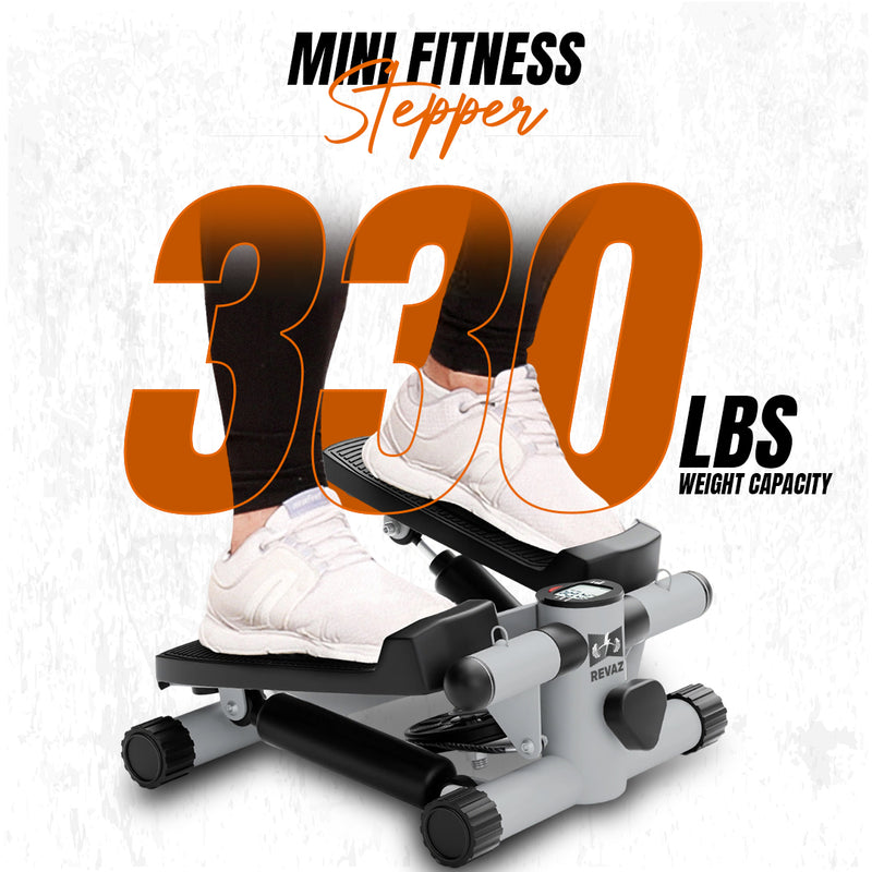 Steppers for Exercise at Home, Double Hydraulic Cylinder, 3D Particle Non-Slip Design, Silent Shock Pad, Twist Stepper with Resistance Bands, LCD Display, Mini Stepper with 330LBS Weight Capacity