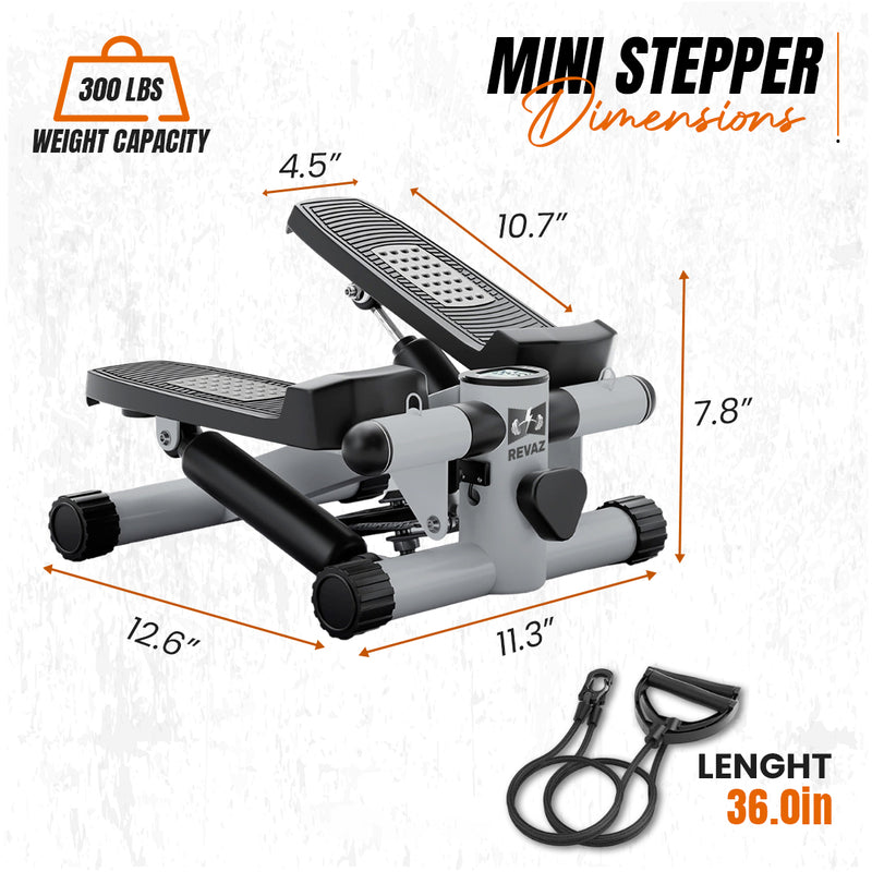 Steppers for Exercise at Home, Double Hydraulic Cylinder, 3D Particle Non-Slip Design, Silent Shock Pad, Twist Stepper with Resistance Bands, LCD Display, Mini Stepper with 330LBS Weight Capacity