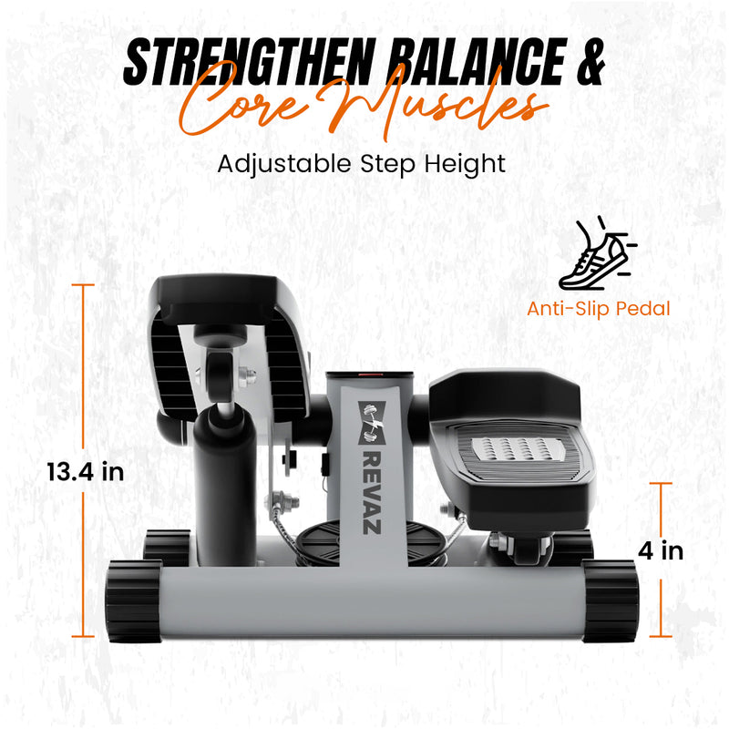 Steppers for Exercise at Home, Double Hydraulic Cylinder, 3D Particle Non-Slip Design, Silent Shock Pad, Twist Stepper with Resistance Bands, LCD Display, Mini Stepper with 330LBS Weight Capacity